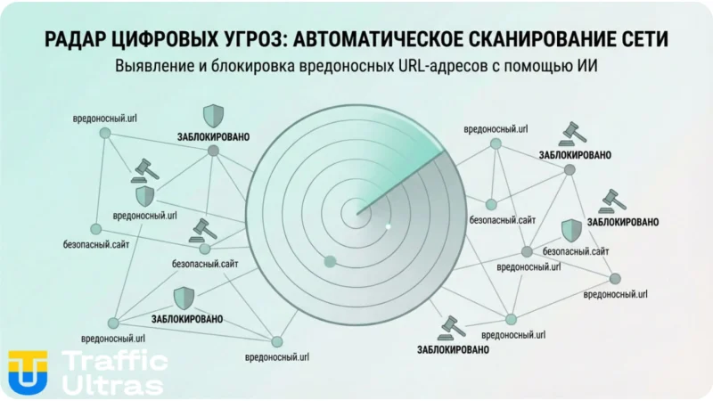 Схема работы системы WebD: автоматический мониторинг и блокировка URL. 