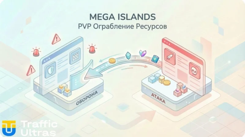 Механіка PvP та грабунку ресурсів у модулі MEGA Islands.