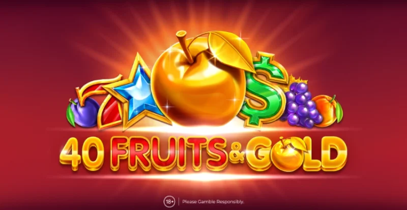  Інтерфейс слота 40 Fruits and Gold від Amusnet із символами фруктів, золотими елементами та бонусною функцією Golden Apple Wild.