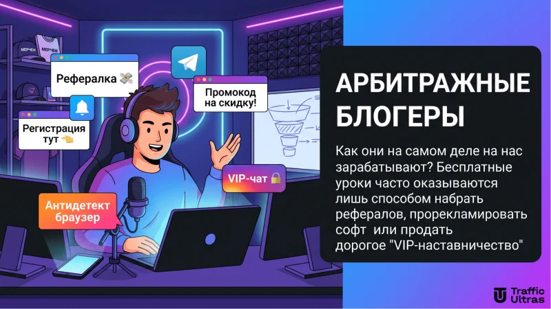 Схема монетизации блогеров в арбитраже: реферальные ссылки, промокоды на софт и продажа VIP-наставничества