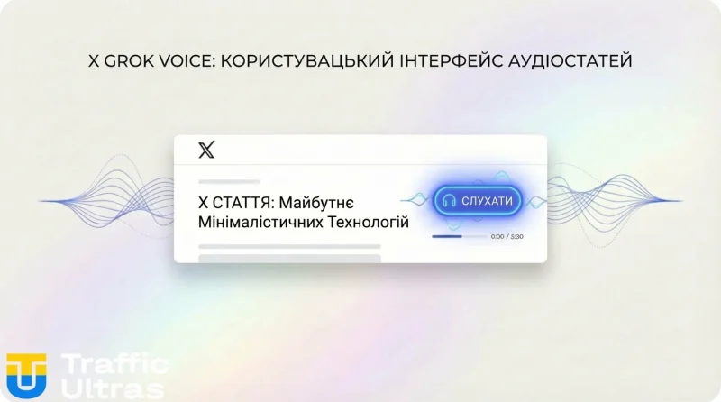 Інтерфейс аудіо-статей в X з підтримкою Grok Voice.