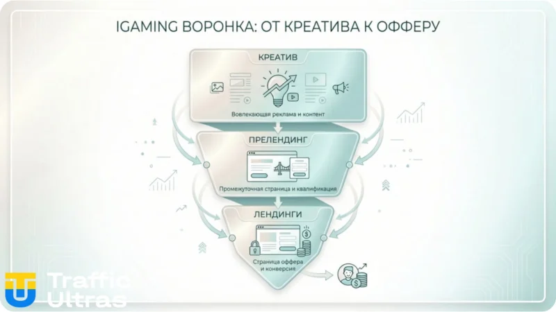 Схема связки в арбитраже: от креатива до оффера в казино.