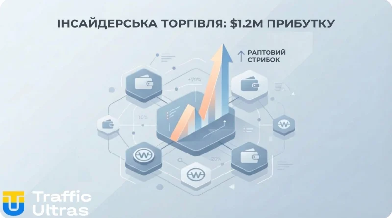 Інфографіка прибутку $1.2 млн на інсайдерських ставках у Prediction Markets.