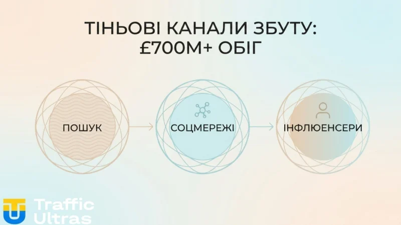 Розподіл рекламних бюджетів нелегальних операторів за каналами.