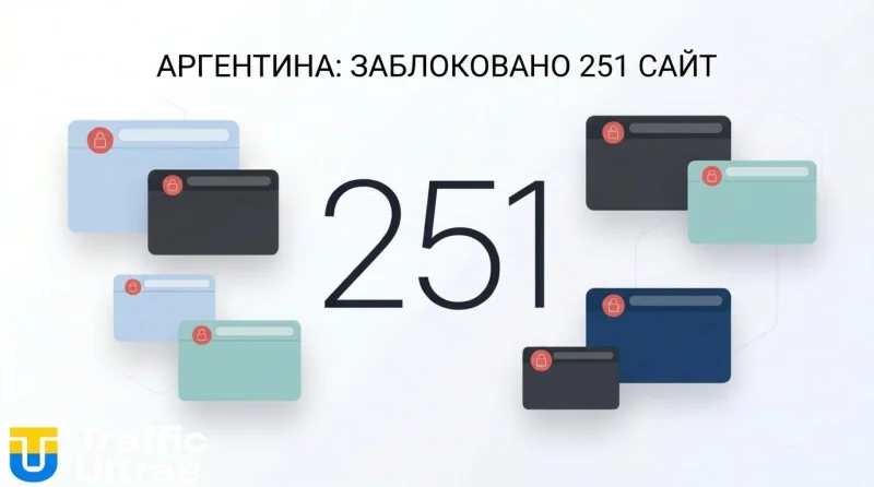 Інфографіка блокування 251 нелегального сайту в Аргентині.