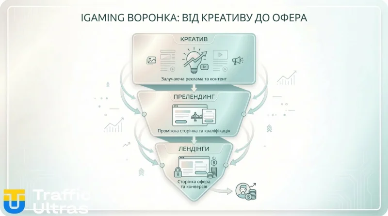 Схема зв'язки в арбітражі: від креативу до оферу в казино.