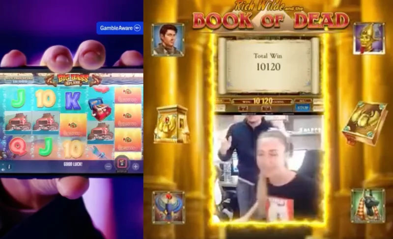 Ігровий автомат Big Bass Splash та слот Book of Dead з виграшем 10 120