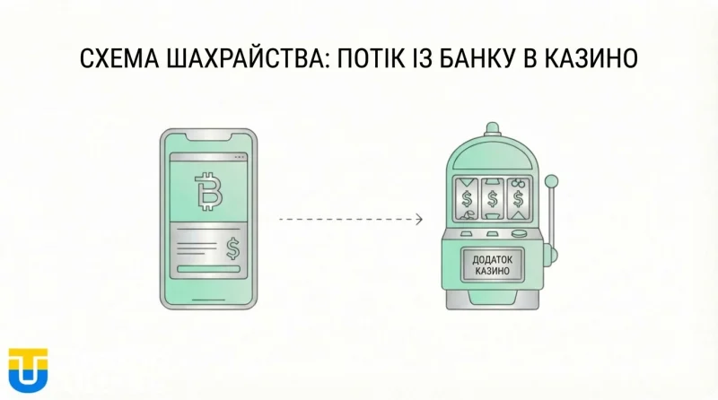Схема шахрайства: злам банківського ліміту та переказ в онлайн-казино.