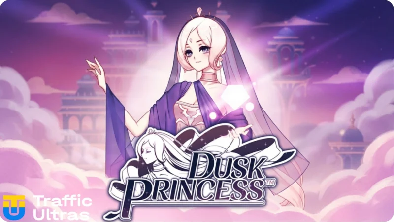Інфографіка Traffic Ultras: нові підходи до креативів у слоті Dusk Princess.