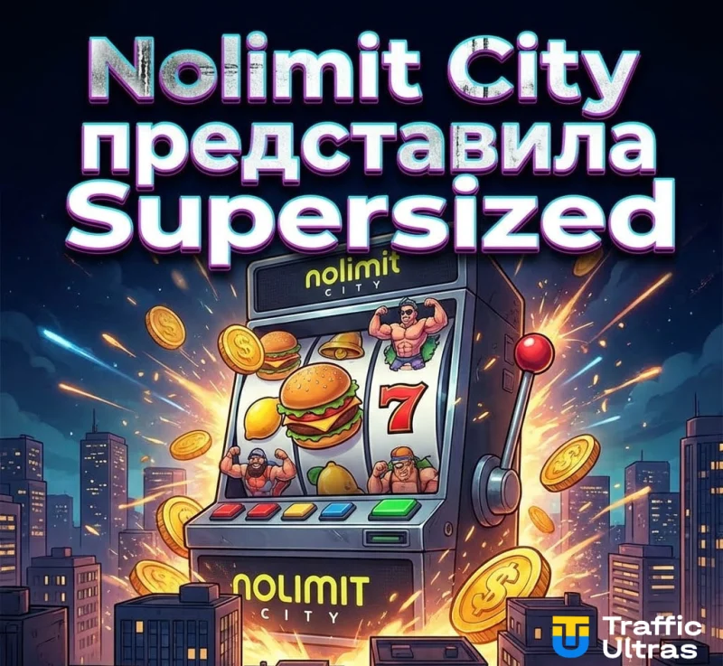 Слот Supersized від Nolimit City — інтерфейс гри з гігантськими бургерами та бонусом до 12 345×