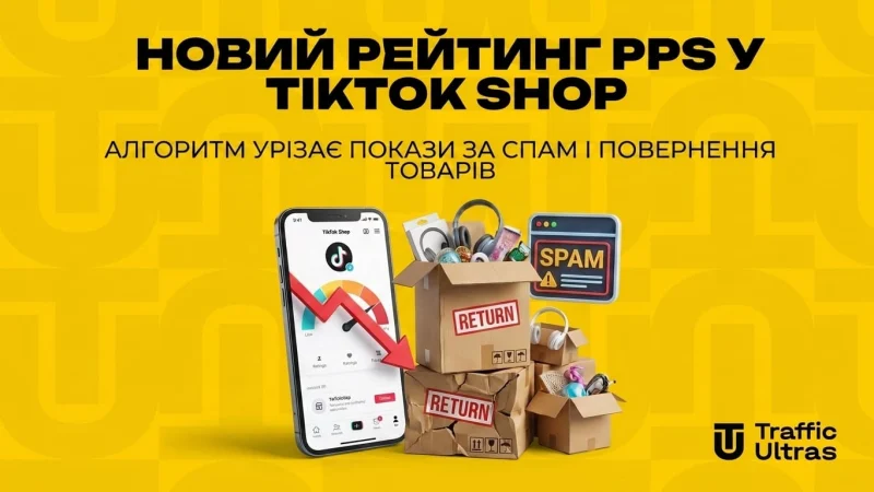 Новий рейтинг PPS у TikTok Shop: Алгоритм урізає покази за спам і повернення товарів