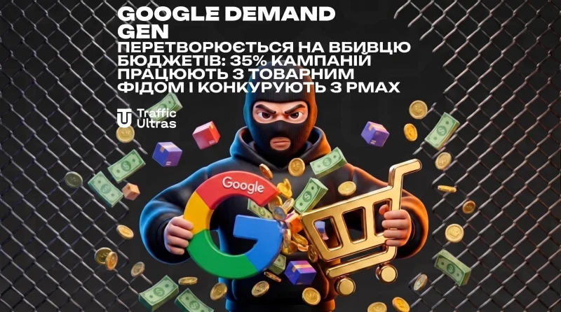 Google Demand Gen перетворюється на вбивцю бюджетів: 35% кампаній працюють із товарним фідом та конкурують із PMax