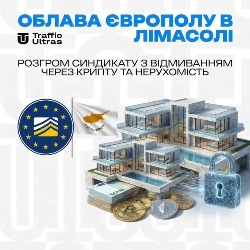 Облава Європолу в Лімасолі: розгром синдикату з відмиванням через крипту та нерухомість