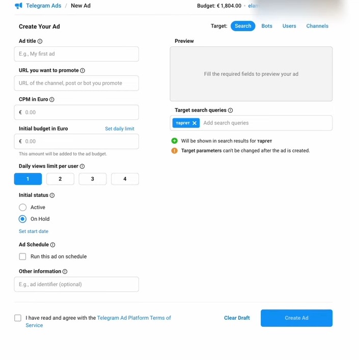 Евро кабинет открывает возможность таргетироваться не только на каналы и боты, но и на конкретных пользователей