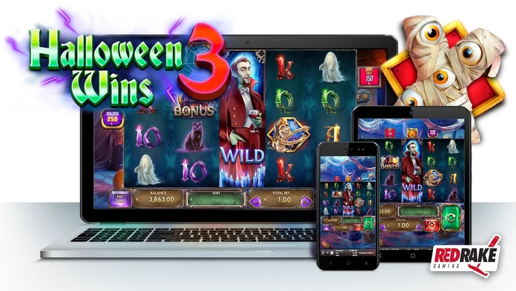 Слот Halloween Wins 3 від Red Rake Gaming, мумії, Дракула, бонуси та безкоштовні обертання.