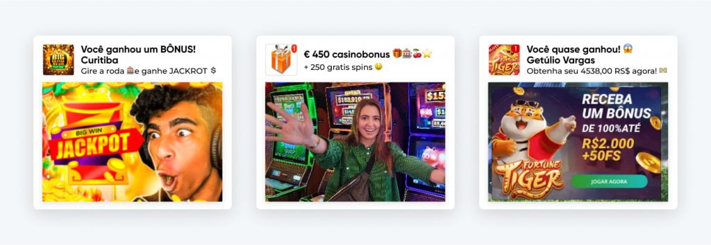 Три рекламні банер онлайн-казино з яскравим дизайном і персонажів.