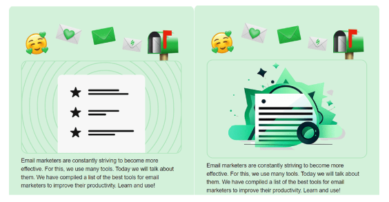 Два изображения, иллюстрирующих работу email-маркетологов.