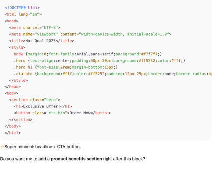 Фрагмент HTML-кода с базовой версткой промо-блока.
