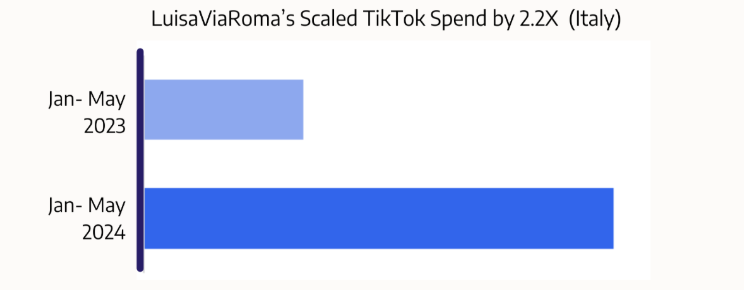 LuisaViaRoma — снижение CPA на 42 % при увеличении расходов на TikTok