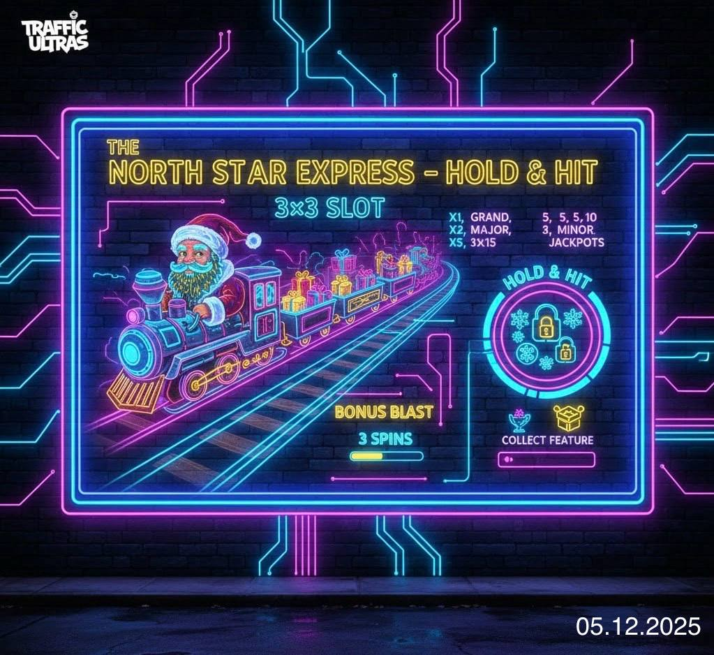 Скриншот слота The North Star Express – Hold & Hit 3×3 від Spinomenal із золотим кишеньковим годинником та бонусними символами