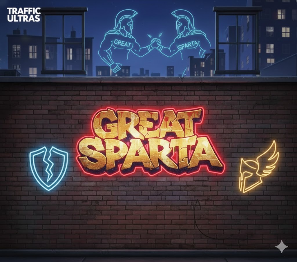 Great Sparta от Amusnet с изображением спартанских воинов, монет и бонусных символов