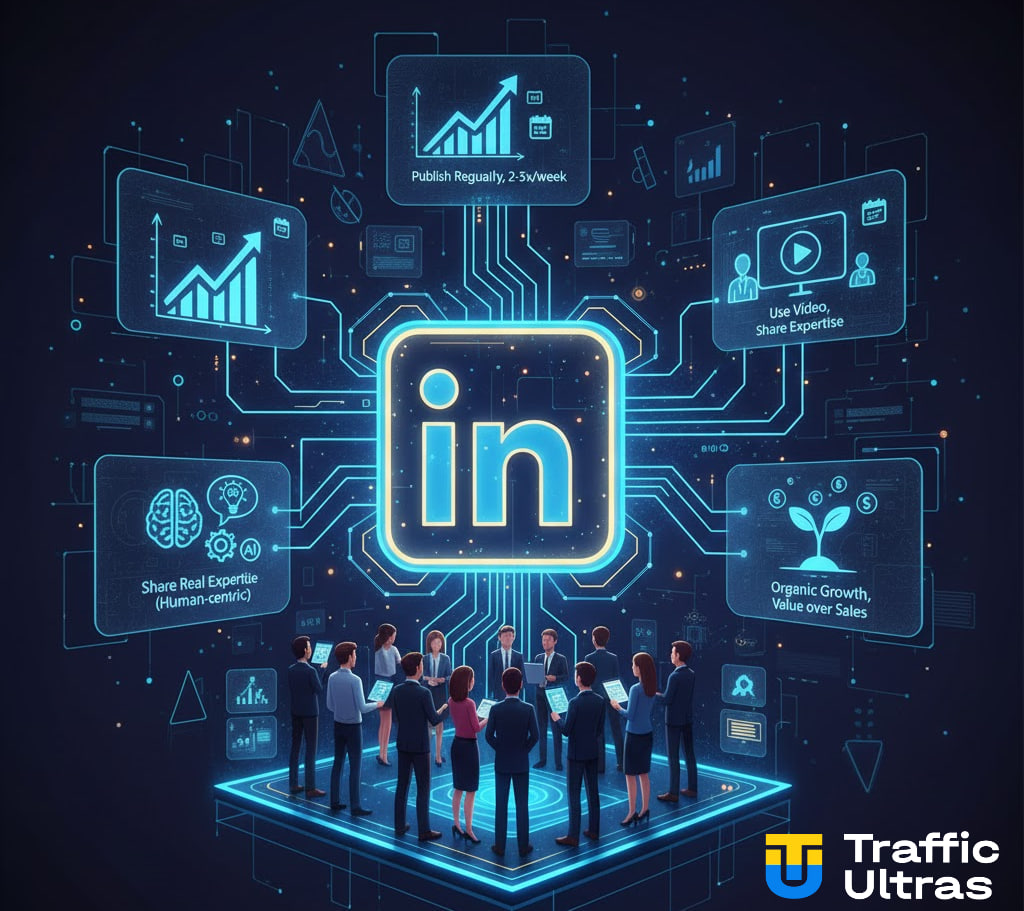 Маркетолог создает контент для LinkedIn в 2026 году, используя видео и личную экспертизу