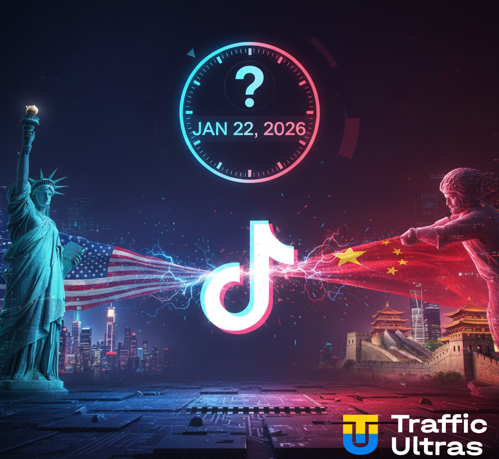 Логотип TikTok на фоне американского флага и символов соглашения