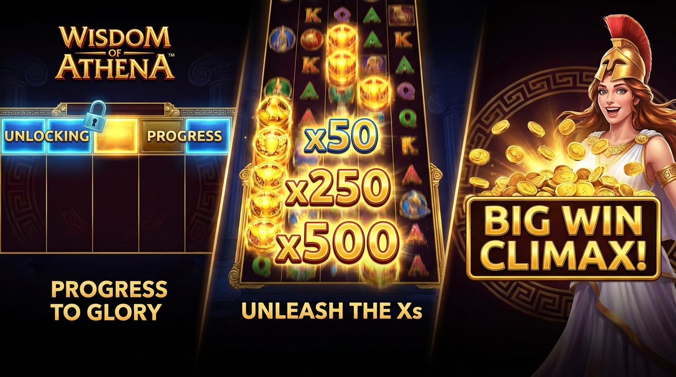 Пример креатива для Telegram с прогрессом и множителями в Wisdom of Athena