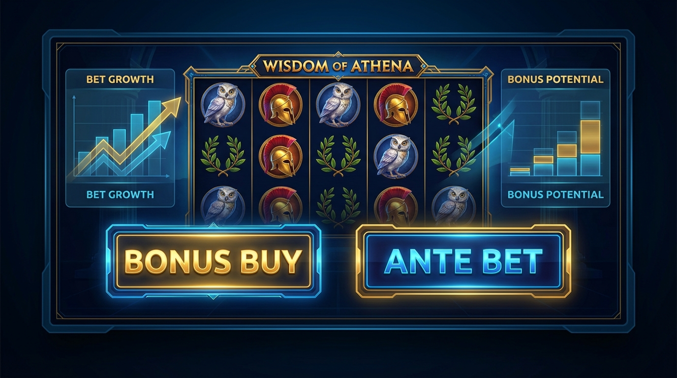 Кнопки Bonus Buy и Ante в слоте Wisdom of Athena для арбитража