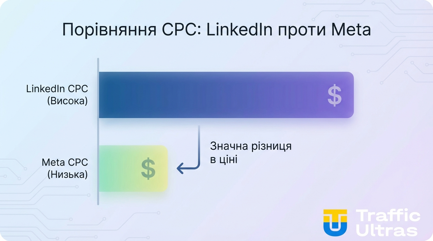 Висока ціна кліку в LinkedIn Ads порівняно з Meta
