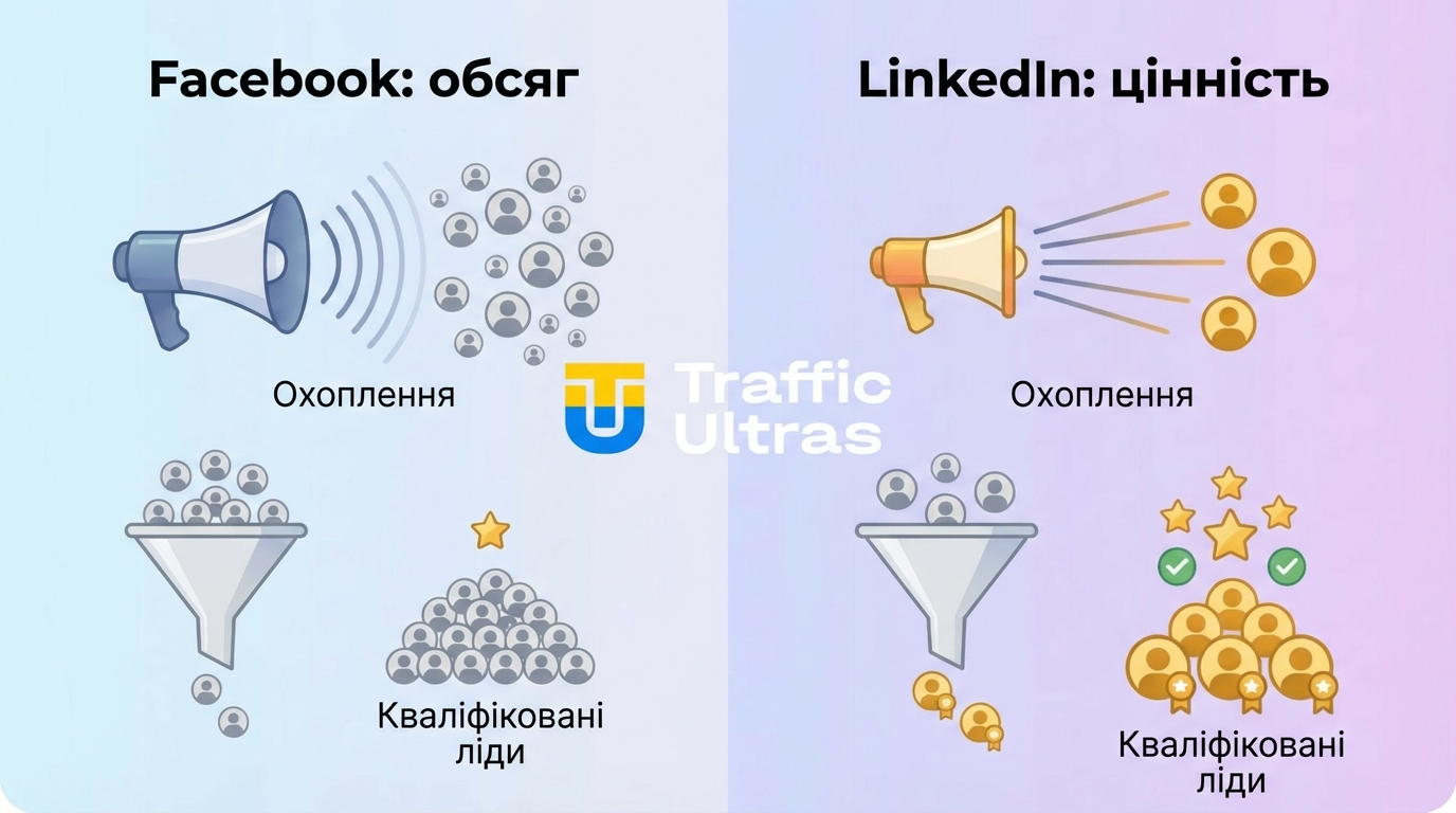 Порівняння LinkedIn Ads і Facebook Ads за якістю лідів