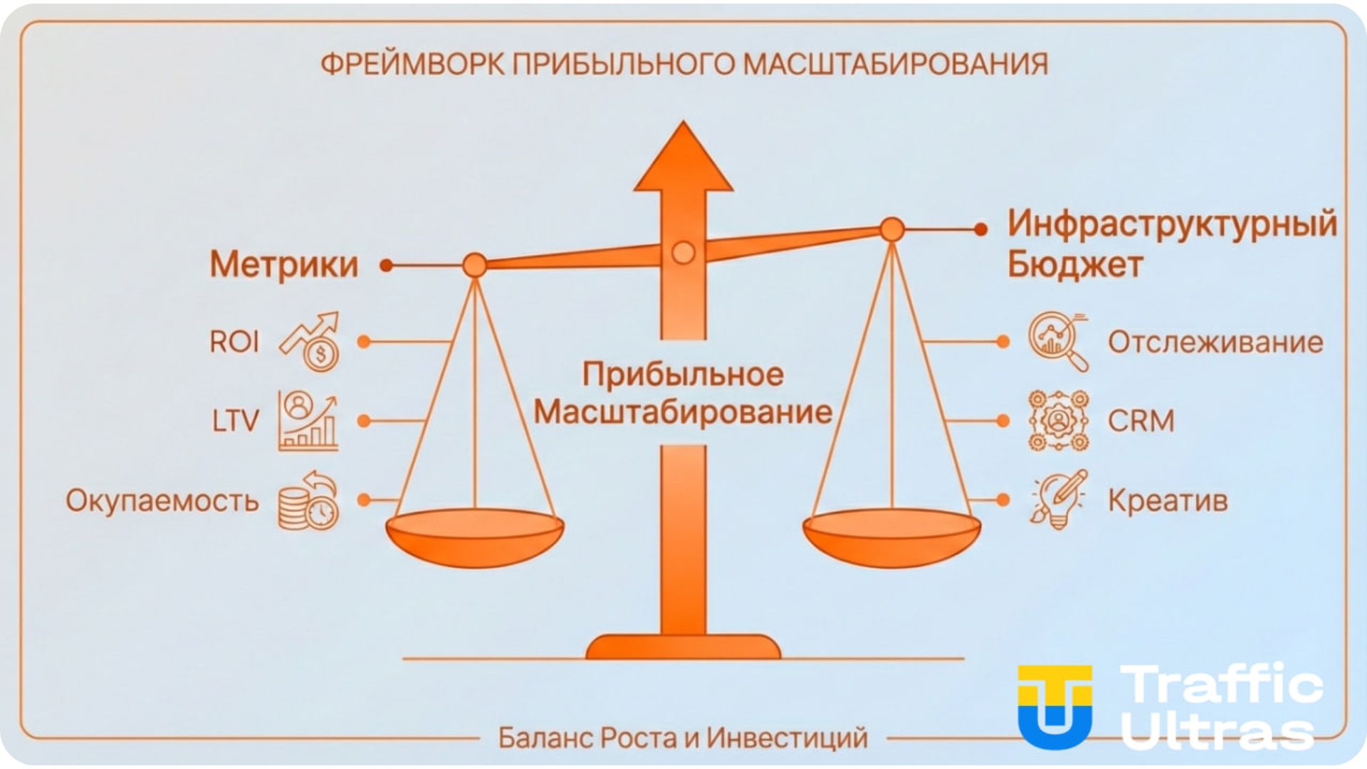 Визуализация стека аналитики и расходников для масштабирования influence-трафика в гемблинге. 