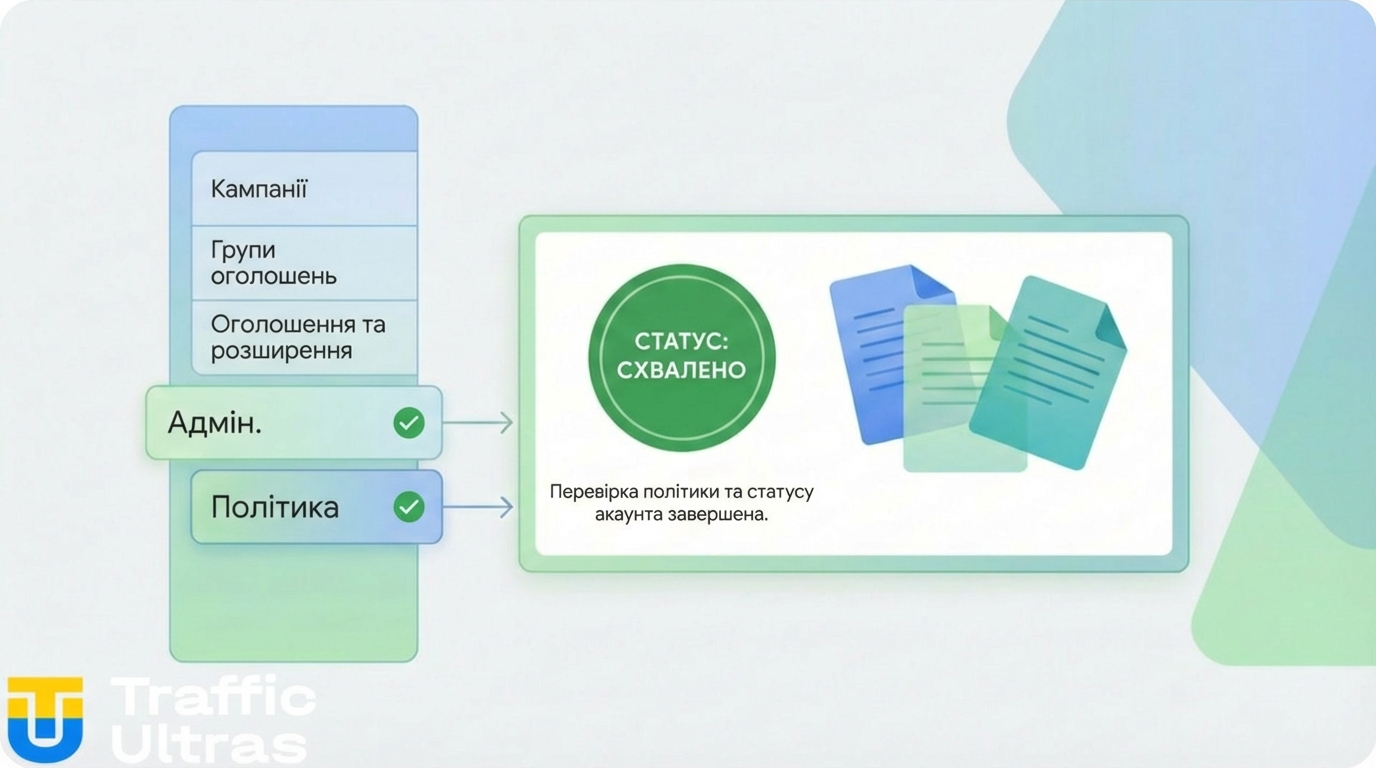 Інтерфейс розділу сертифікації в кабінеті Google Ads: шлях до верифікації.