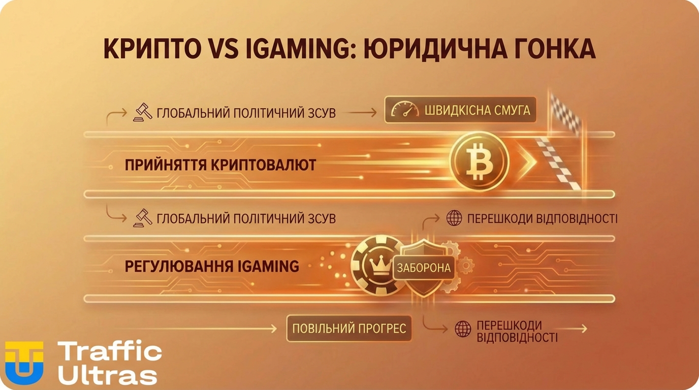 Порівняння темпів легалізації крипторинку та казино в Україні.
