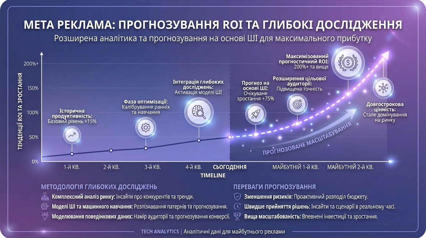 Предиктивна аналітика та прогноз ROI у Meta Ads Manager через Manus AI.