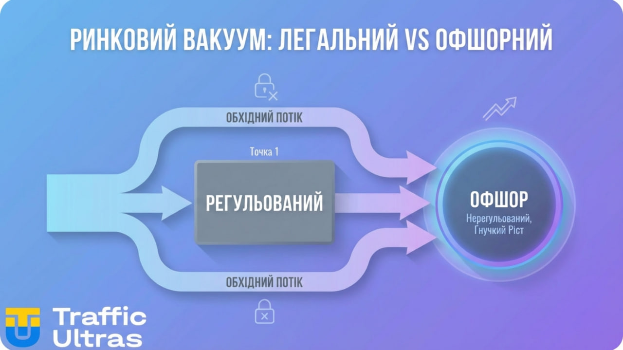 Аналіз перетоку гемблінг-трафіку з легального сектору в офшори Нідерландів.
