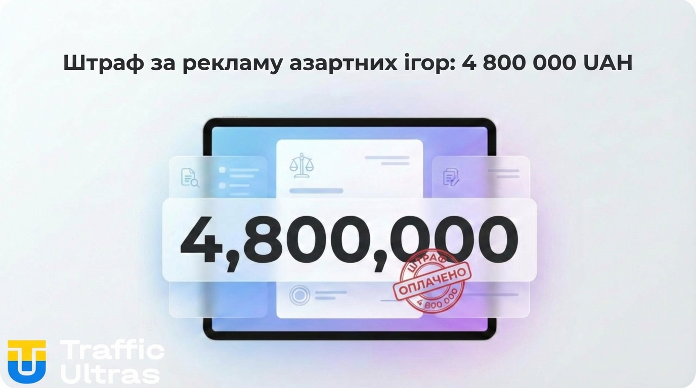 Штраф 4,8 млн грн за рекламу казино в Украине 2026.