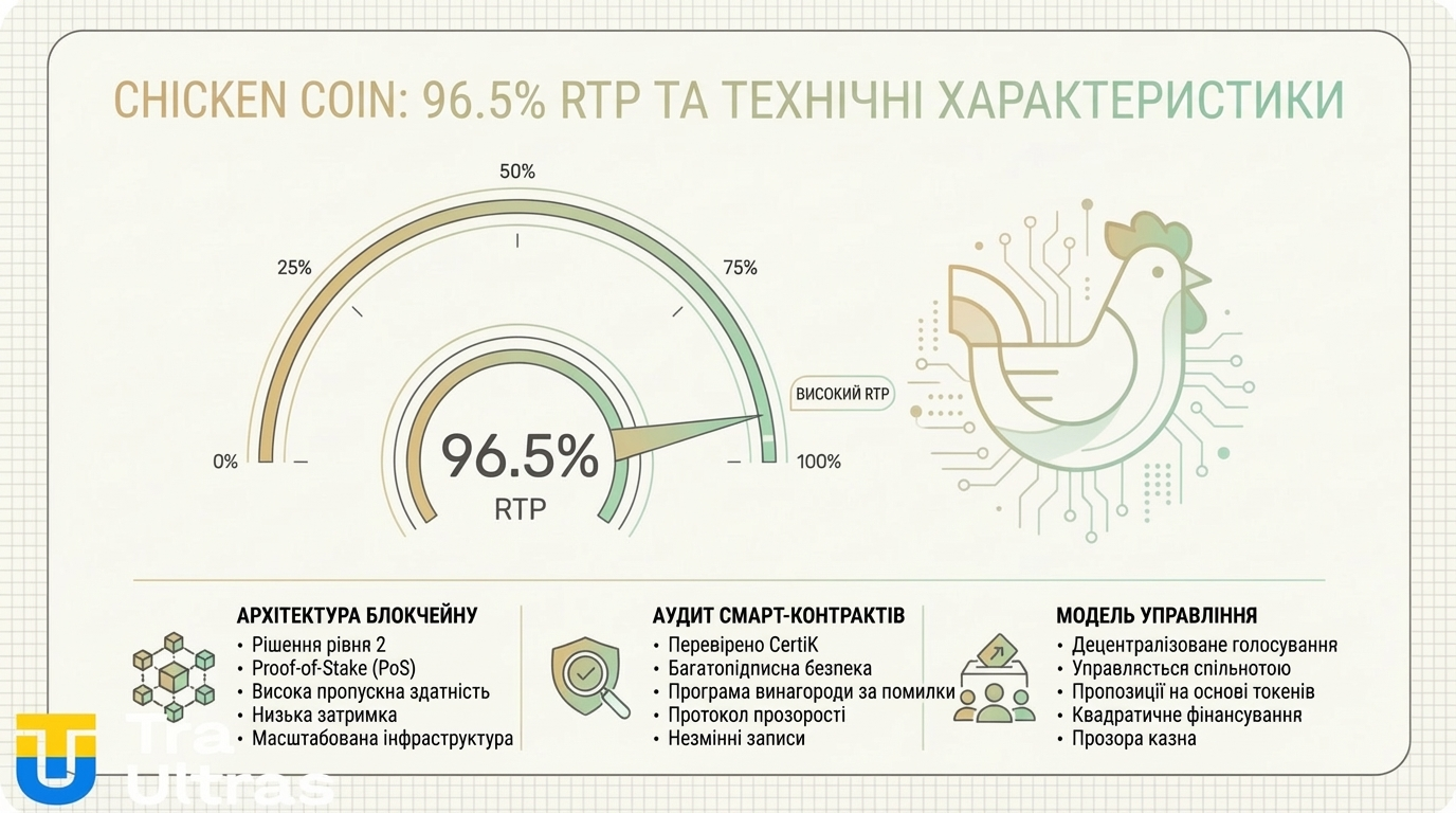 Технічні характеристики слота Chicken Coin: RTP та волатильність.