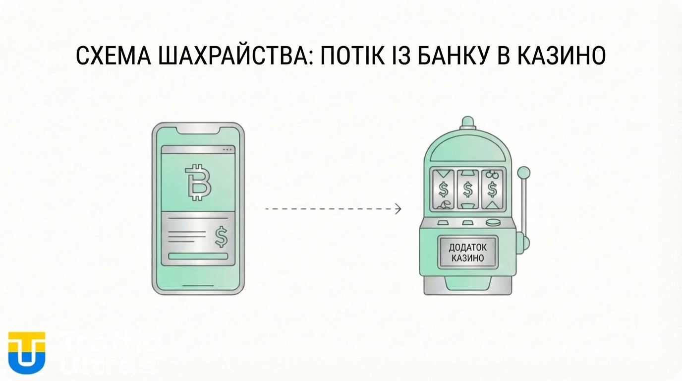 Схема шахрайства: злам банківського ліміту та переказ в онлайн-казино.