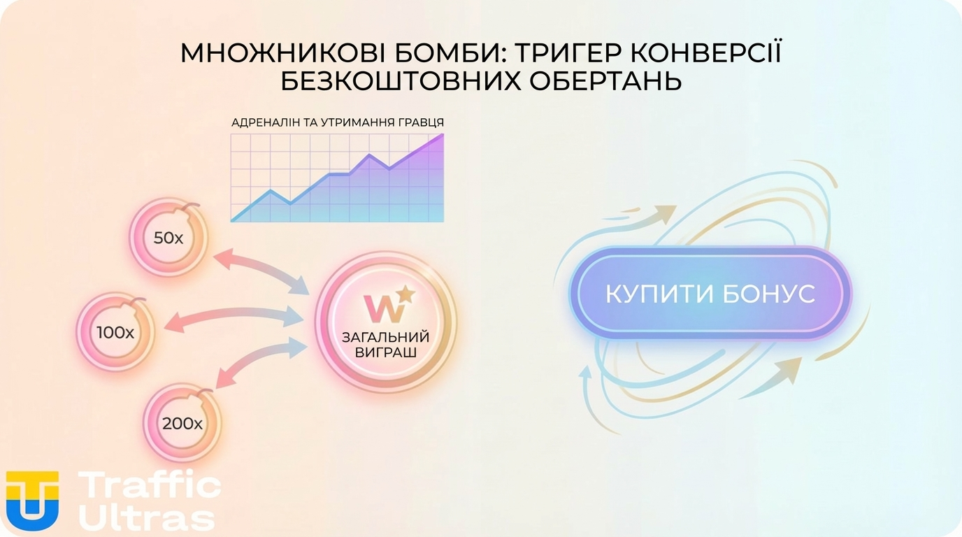Схема триггерів конверсії: множники-бомби та бонус бай у Trollfufu Bonanza.