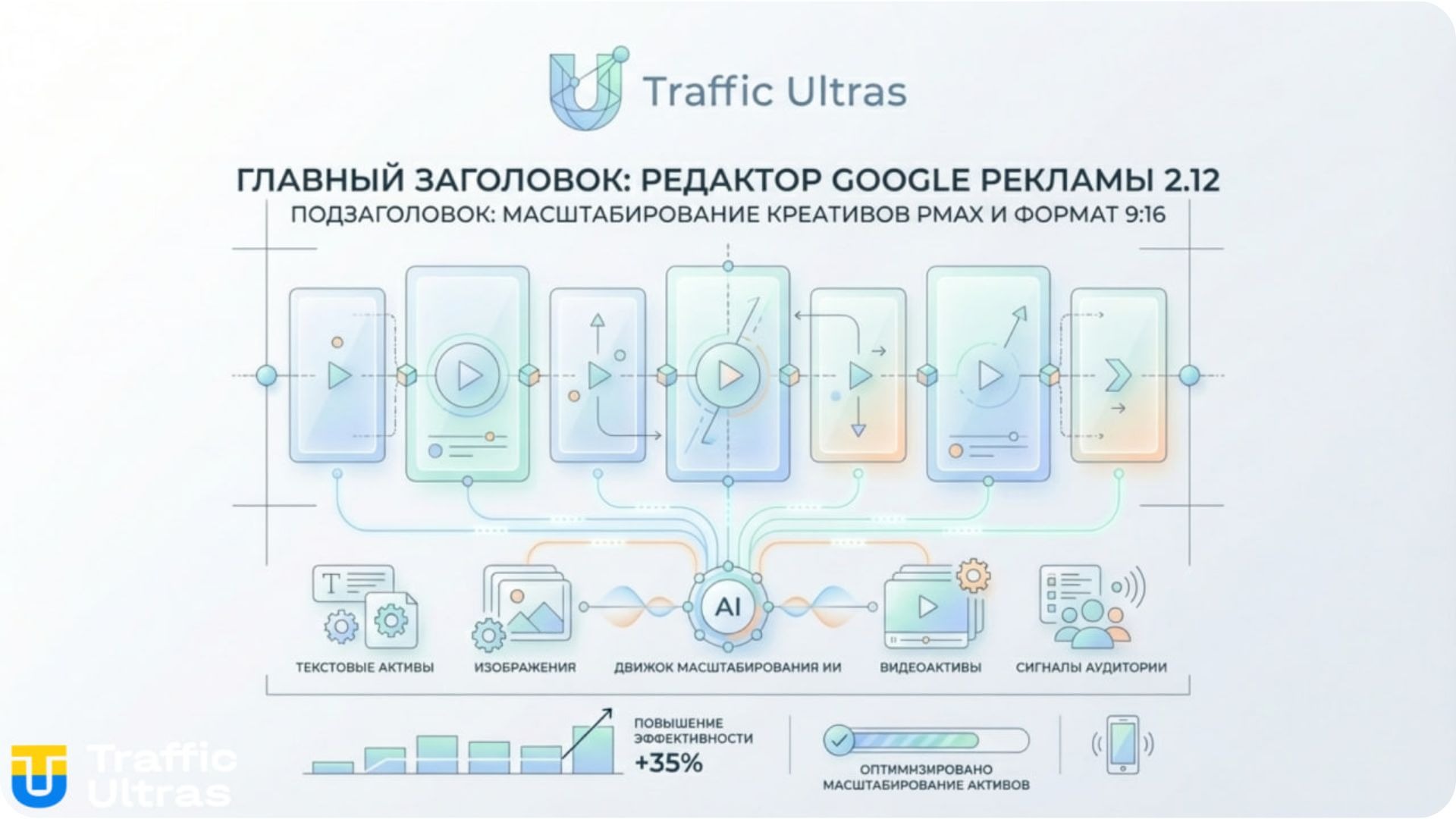Инфографика Traffic Ultras: Новые лимиты креативов и формат 9:16 в кампаниях Performance Max.