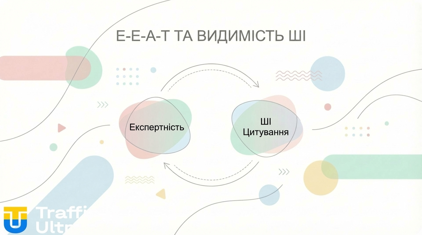 Схема впливу E-E-A-T на цитованість у ШІ-відповідях.