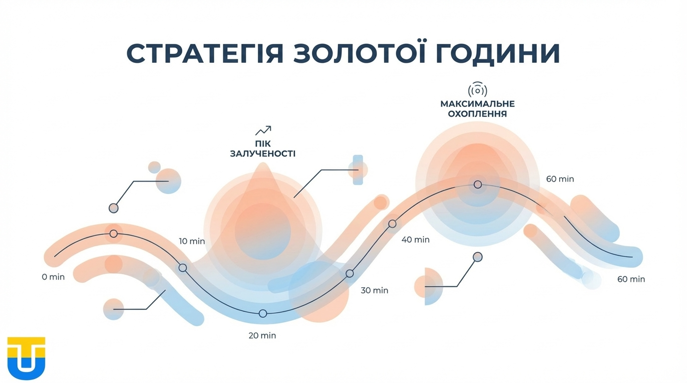 Графік стратегії золотої години в LinkedIn.