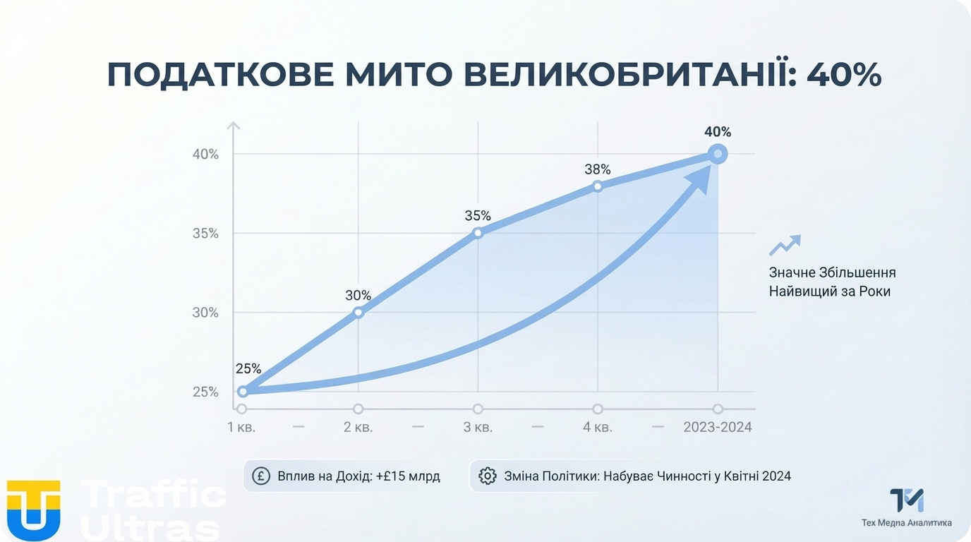 Графік підвищення податку на iGaming у Великій Британії 2026.