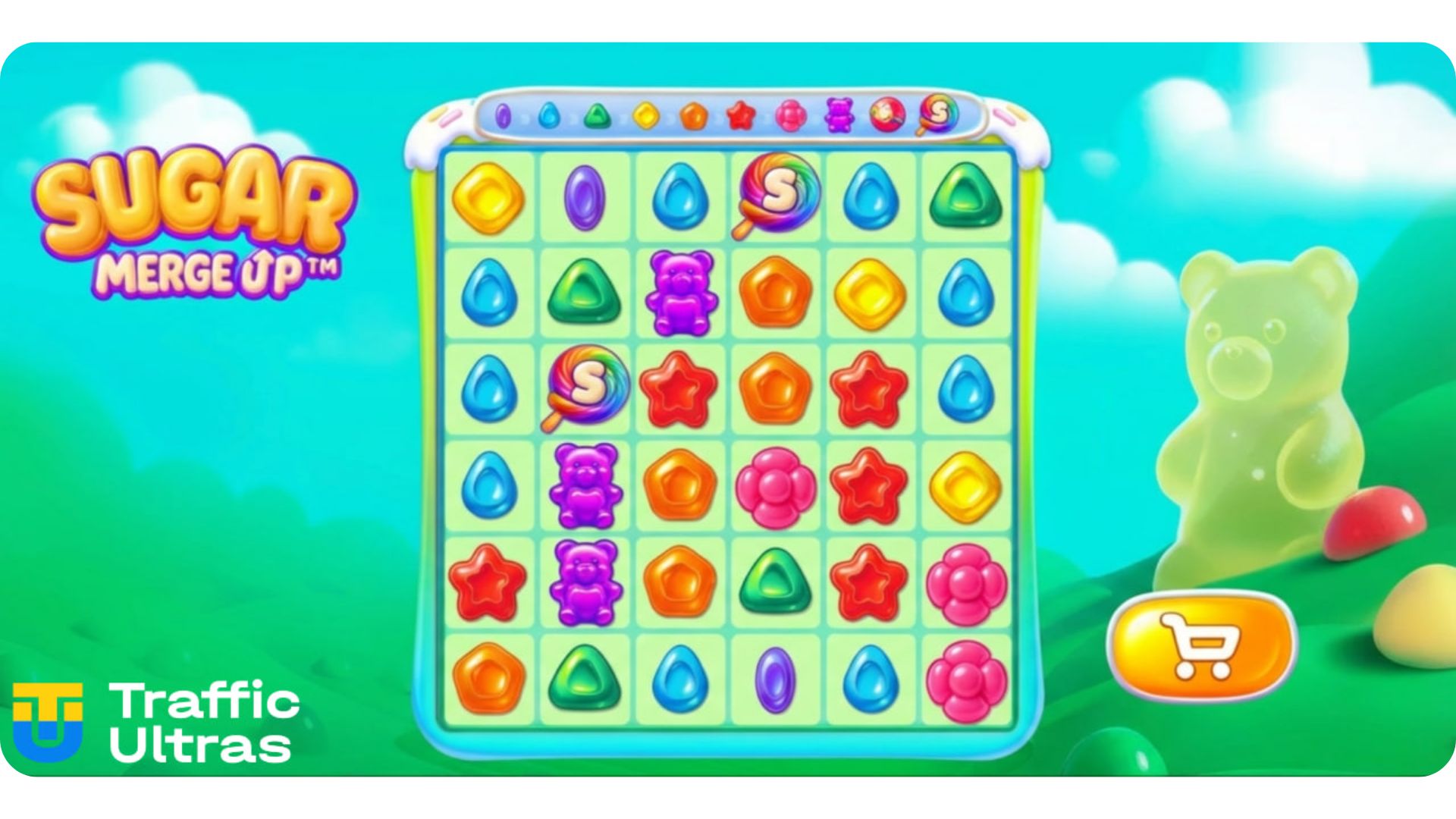 Скриншот игрового процесса слота Sugar Merge Up сетка 6x6