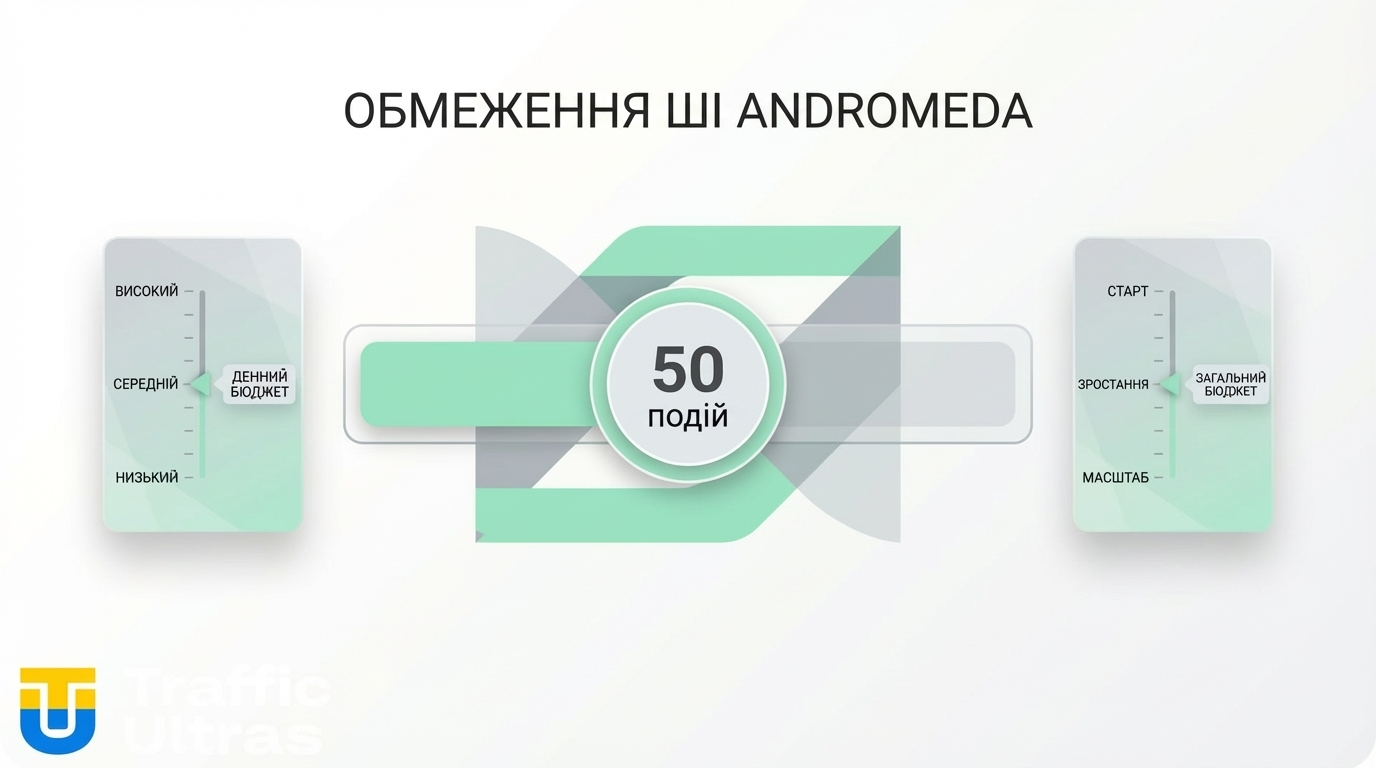  Схема роботи алгоритму Andromeda Facebook: ліміти та події.