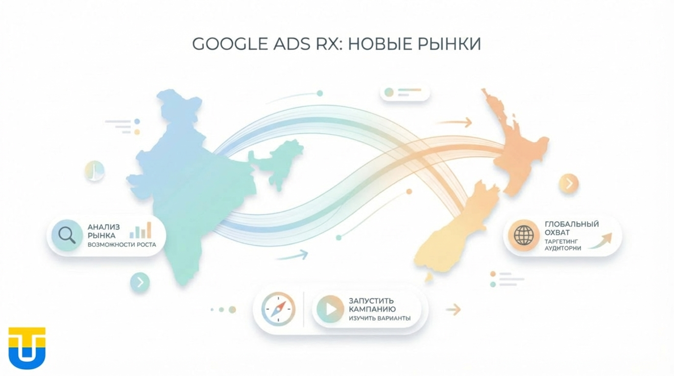 Инфографика расширения географии Google Ads для Rx-препаратов.