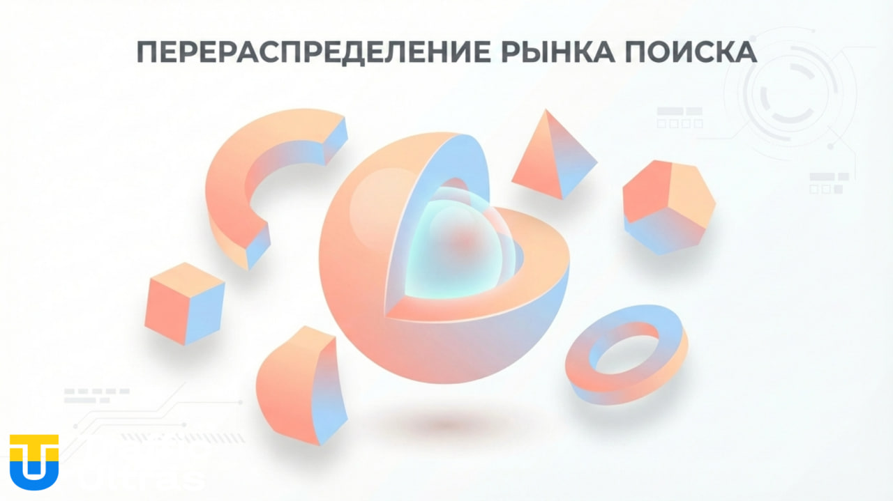 Схема перераспределения поискового рынка: AI, маркетплейсы и соцсети.