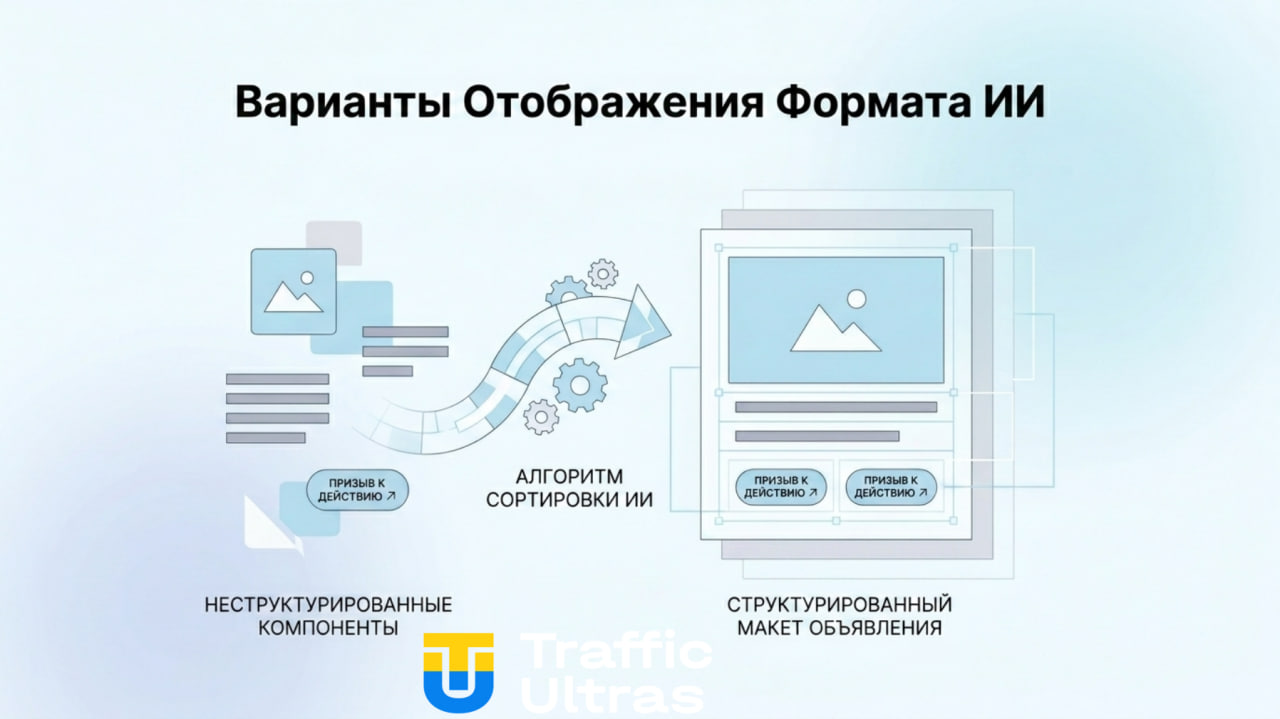 Алгоритмы ИИ Meta сборка креативов Format Display Options