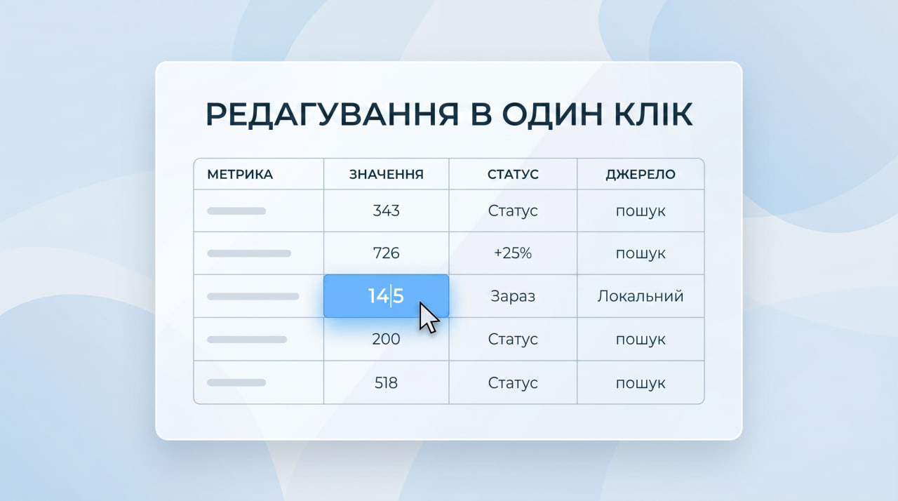 Стилізована сітка даних з підсвіченим полем введення цифр бюджету, що символізує швидкість.